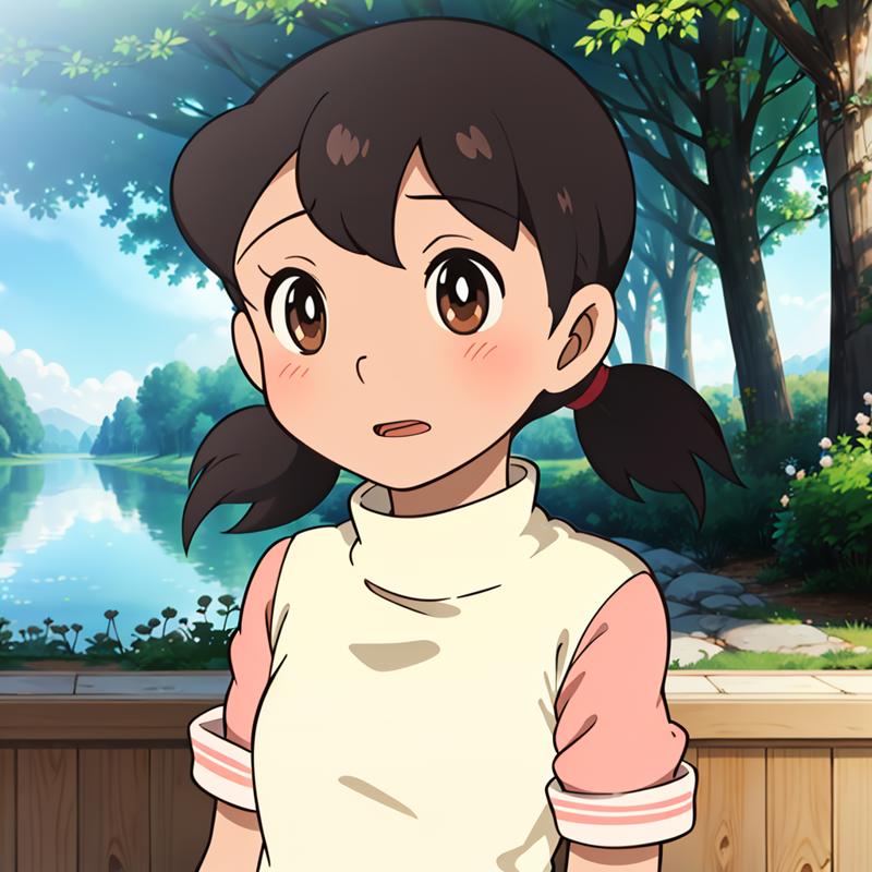 14967-128305241-outdoors, tree, lake, _Shizuka, 1girl, solo, black hair, open mouth, twintails, brown eyes, short twintails, turtleneck, short h.png